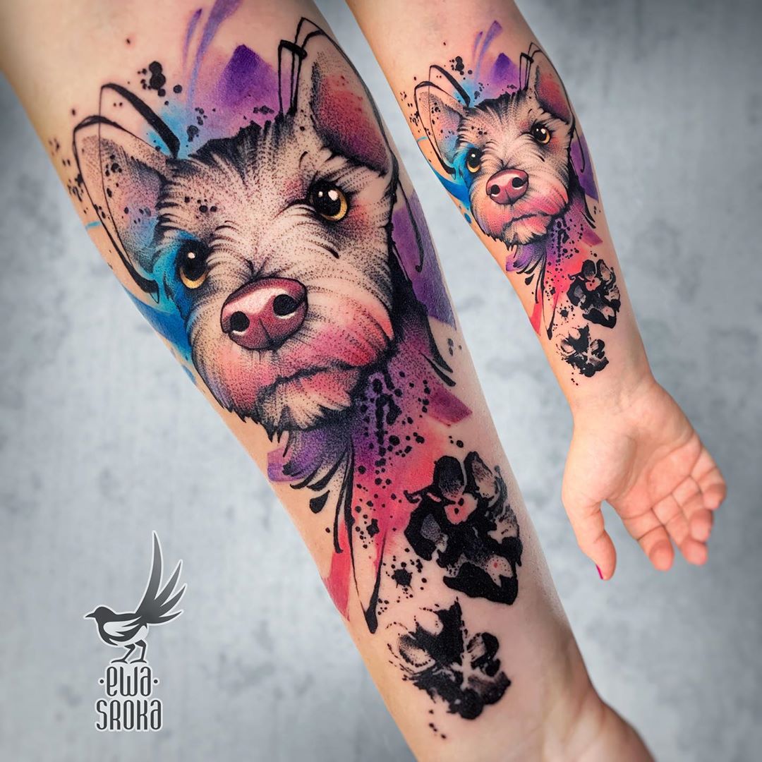 watercolor animal tattoo