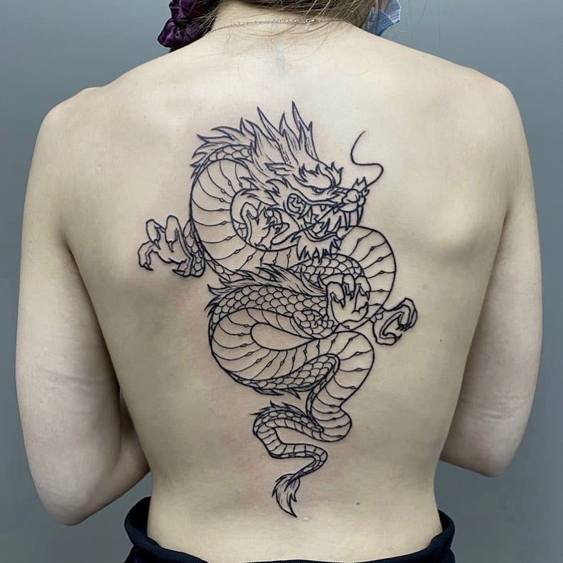 japanese tattoo dragon black ink