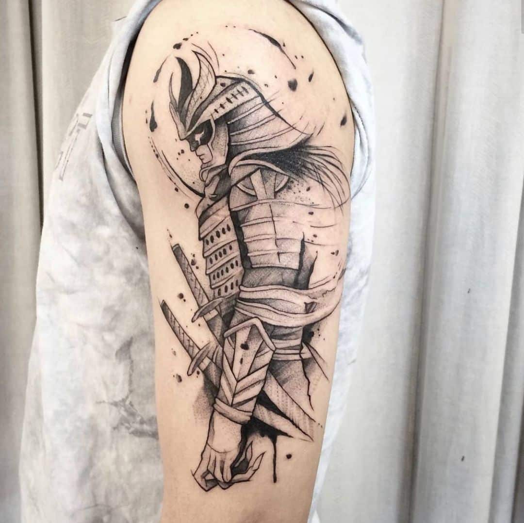 Japanese Ronin Tattoo Detailed Samurai Tattoo With Cherry Blossoms On Japanese Ronin Tattoo Detailed Samurai Tattoo With Cherry Blossoms On