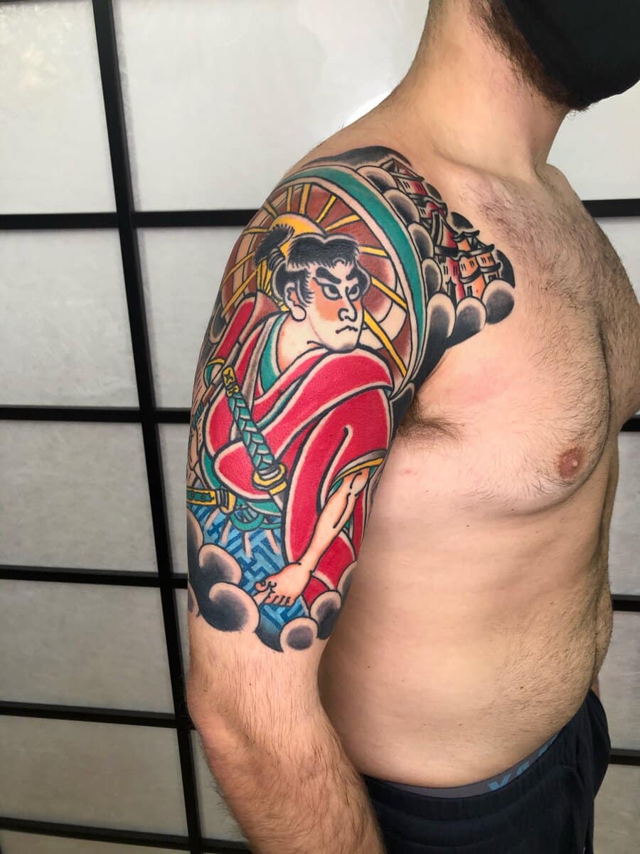 paolo esse tattoo artist shoulder color japanese tattoo