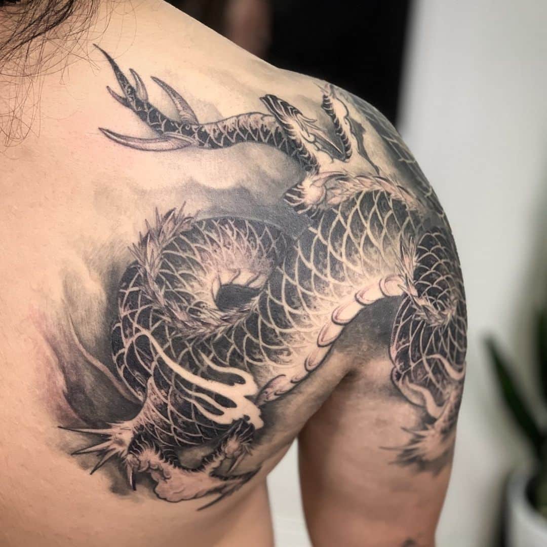 shoulder dragon tattoos for men