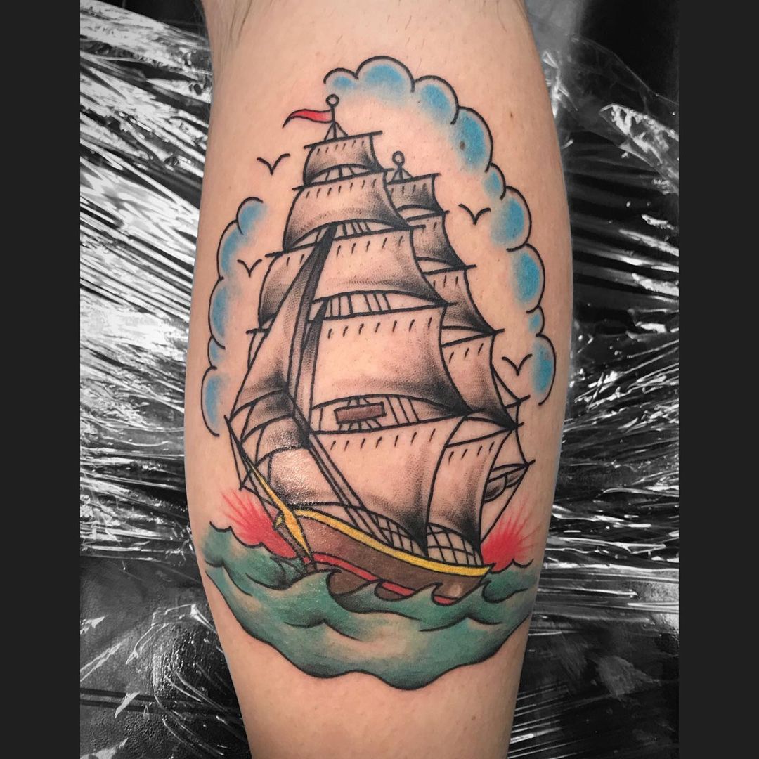 american traditional tattoo ship audrey