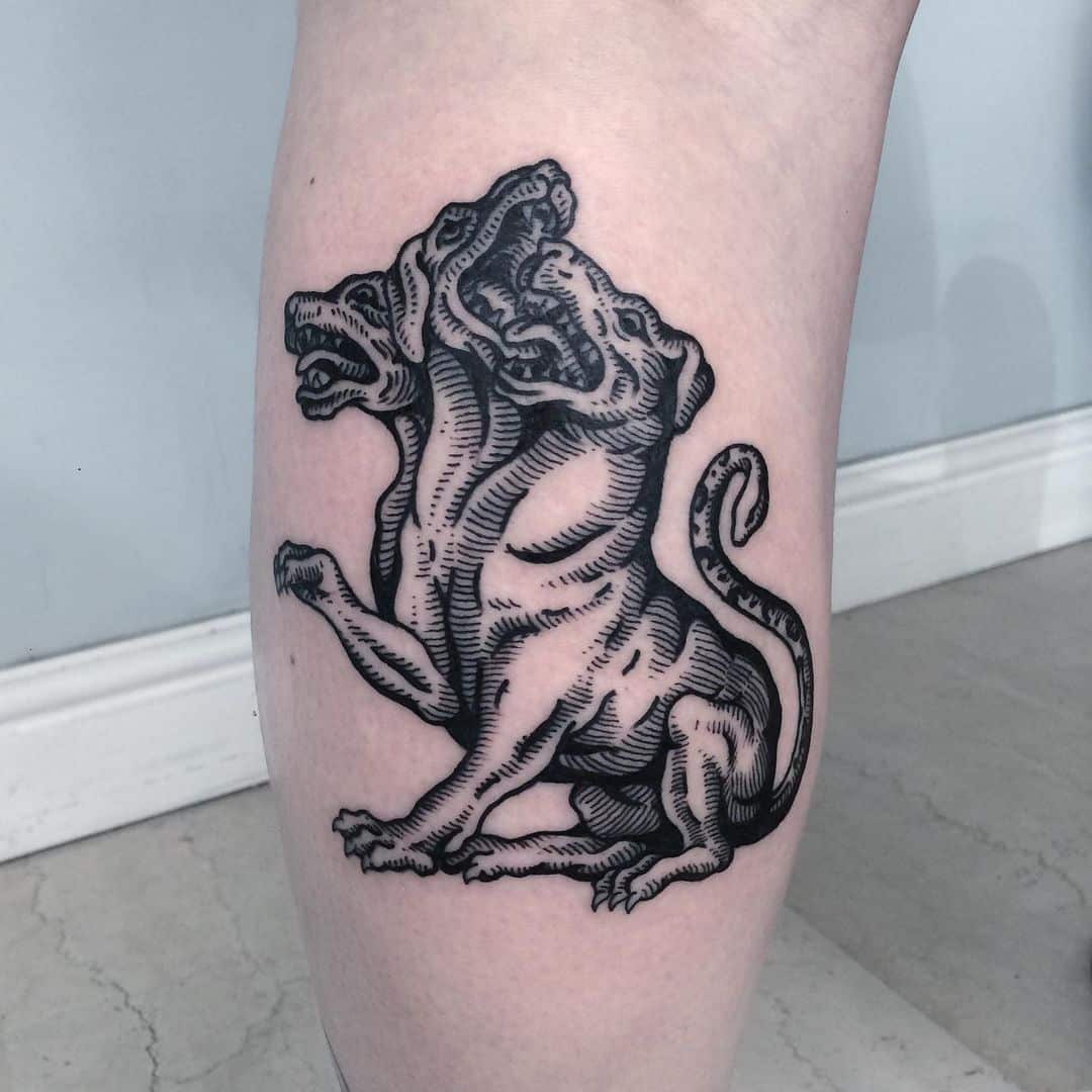 greek mythology cerberus tattoo