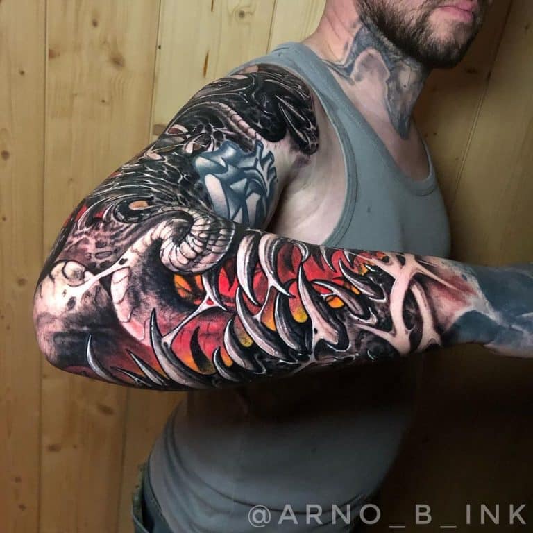 Biomechanical Tattoo Guide With Tons Of Examples   Biomechanical Dark Tattoo Arno B Ink 768x768 