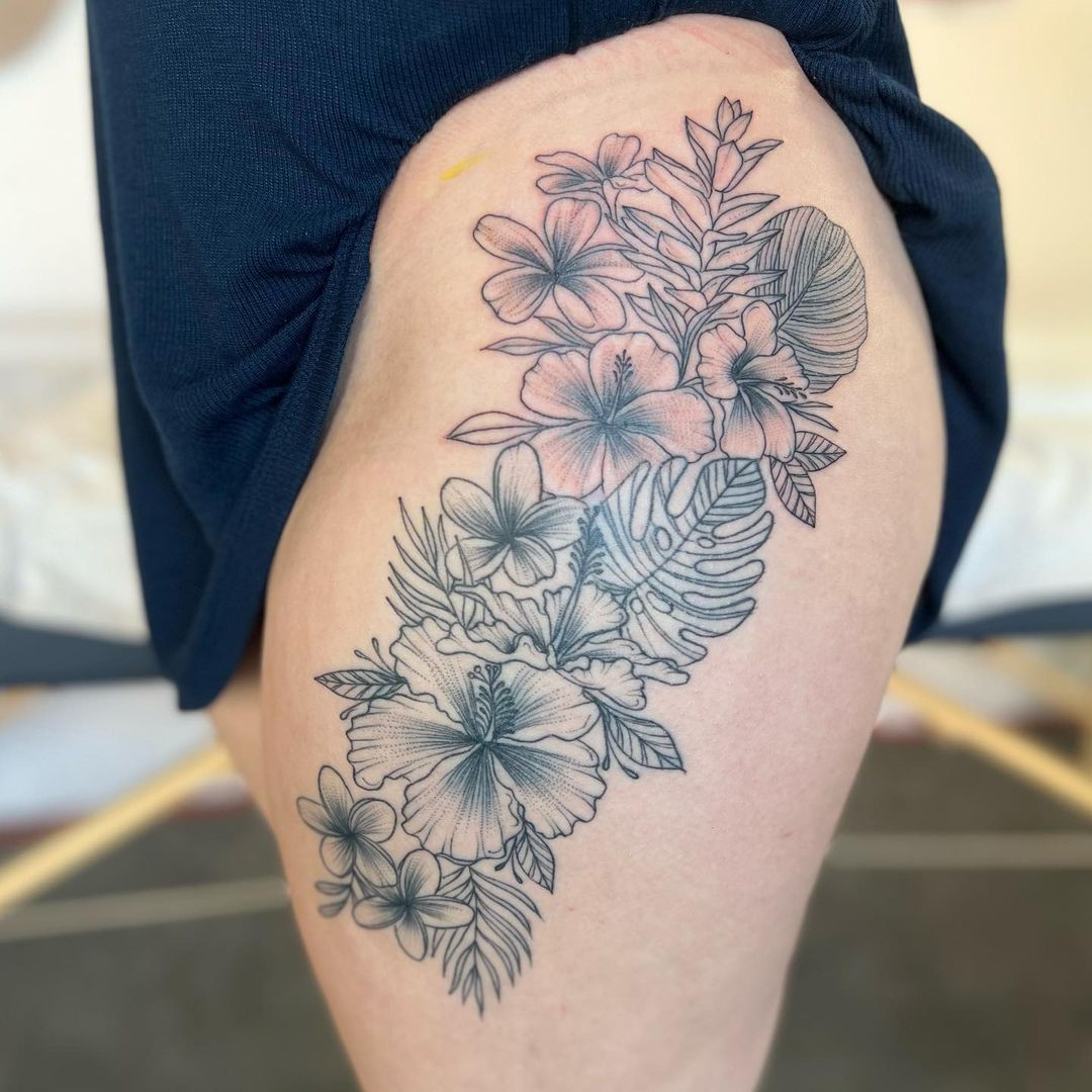la tattoo shops opal tropical flowers
