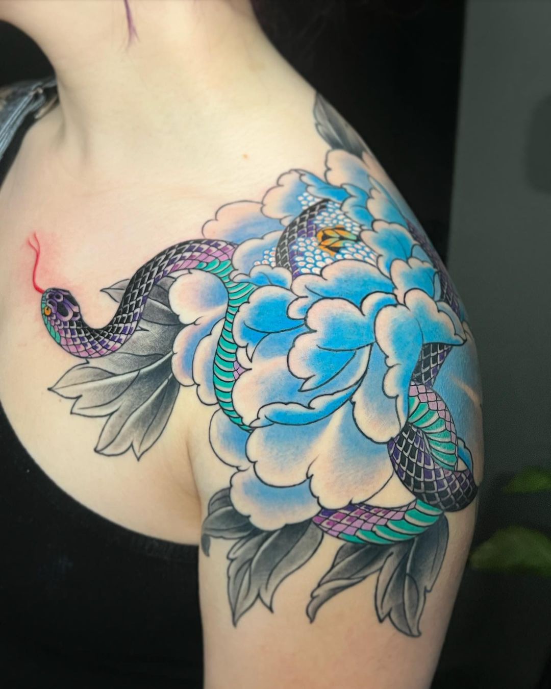 purple-japanese-snake-tattoo-chris-parkerart