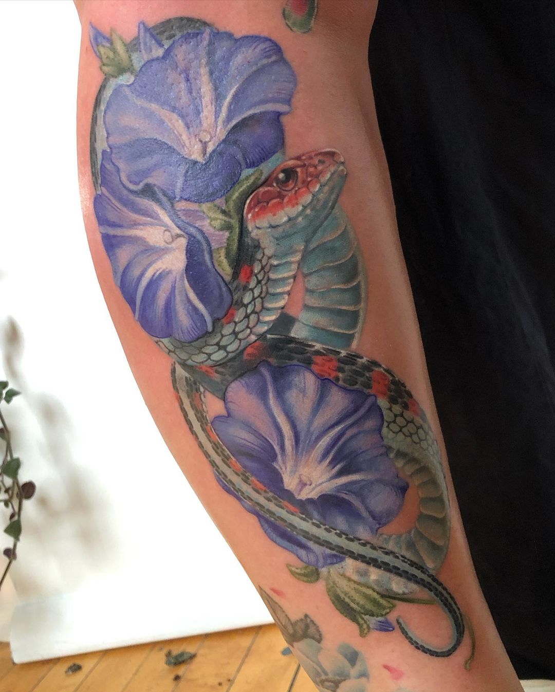 alexandra winthrop tattoo chicago snake flower color tattoo