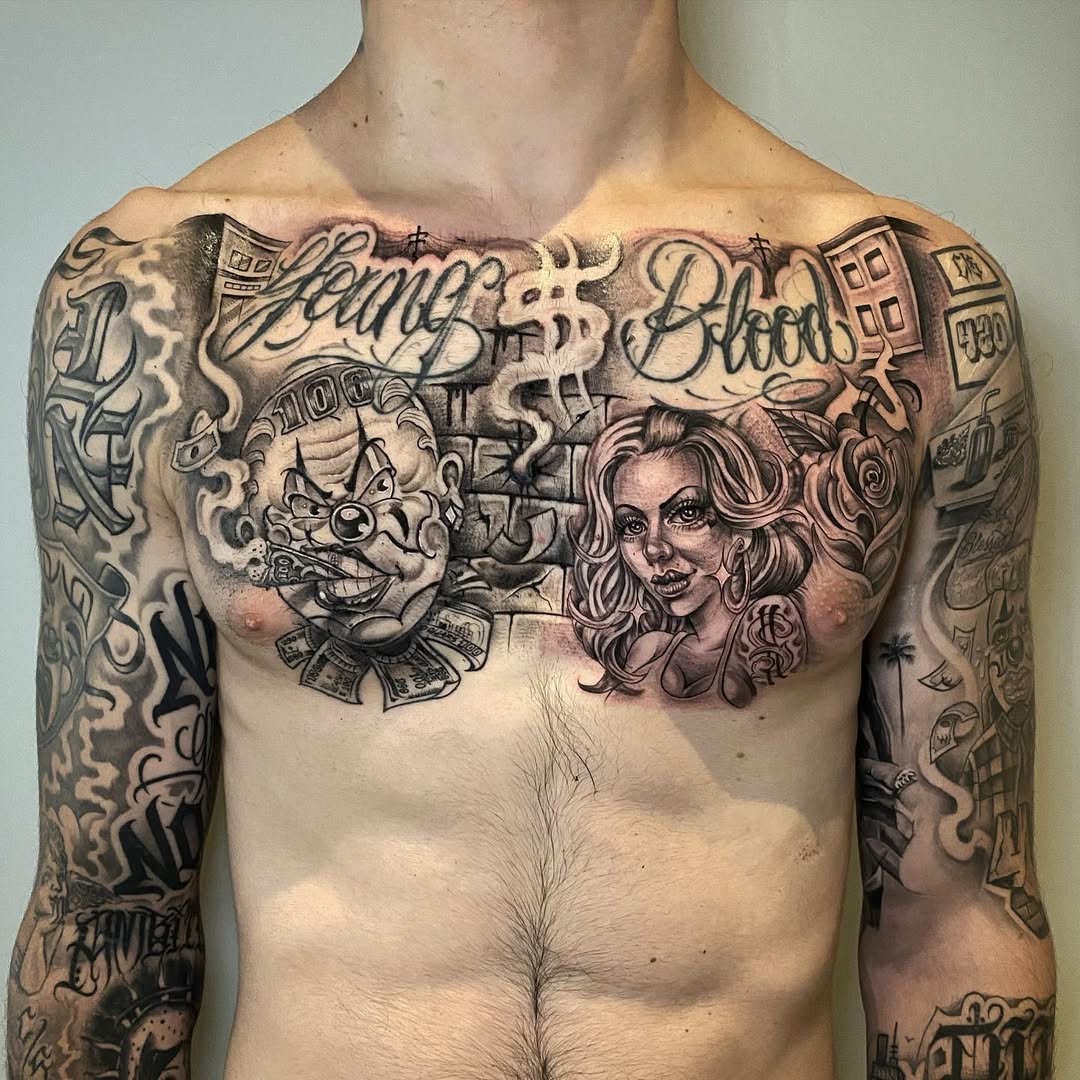 chicano chest tattoo junior banda