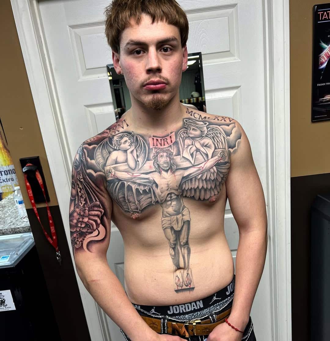 chicano pachuco tattoo jesus christ herchell carrasco