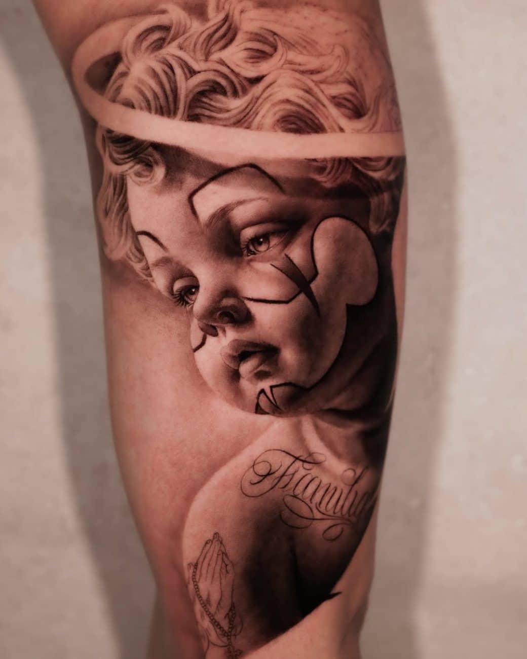 chicano tattoo angel portrait thore sharpz
