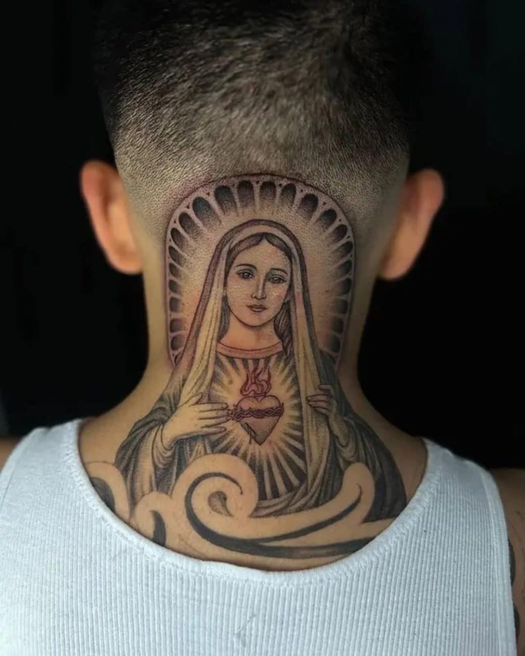 chicano virgin mary neck tattoo diego vargas