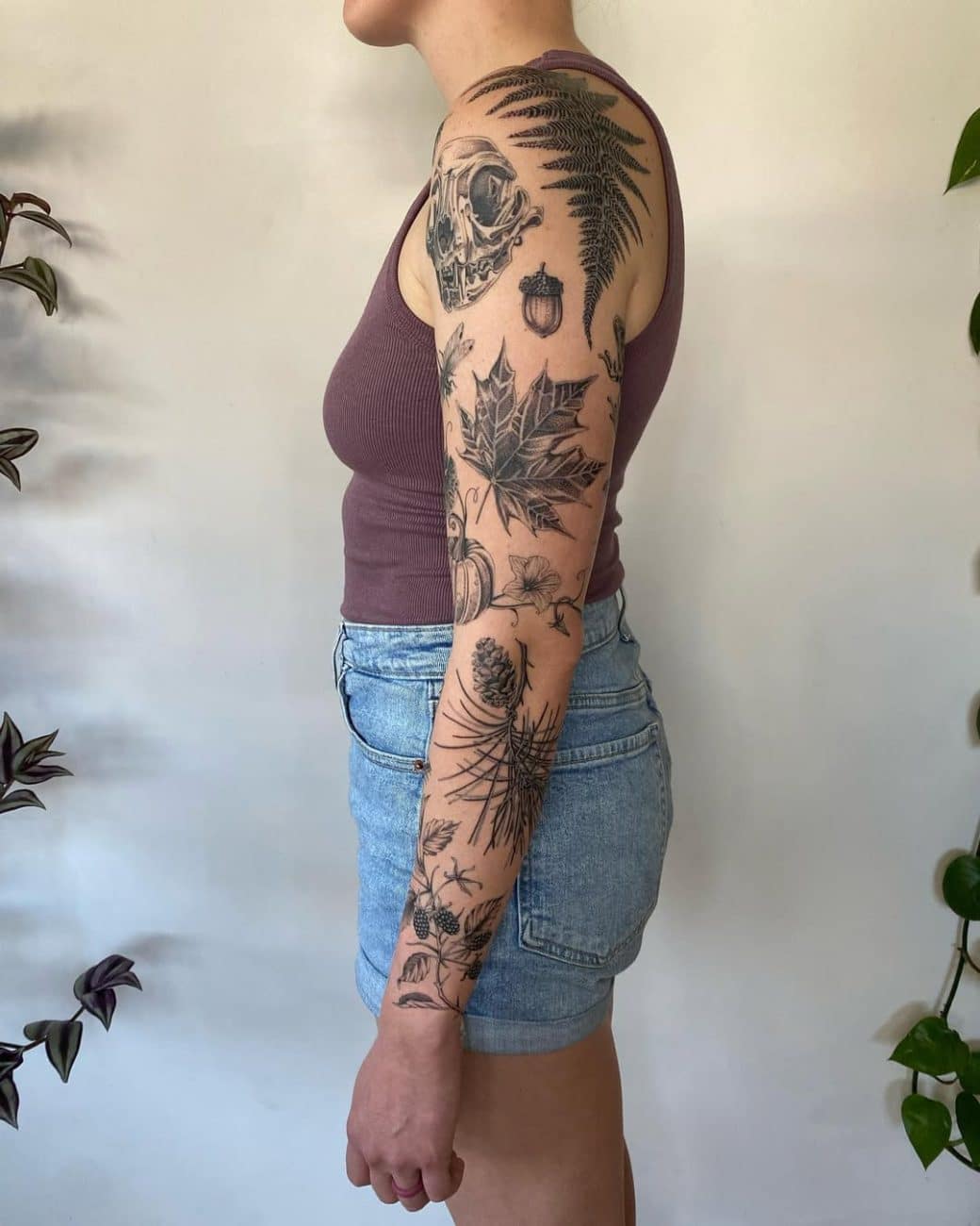 patchwork arm tattoo botanical ulaluart
