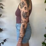 patchwork arm tattoo botanical ulaluart