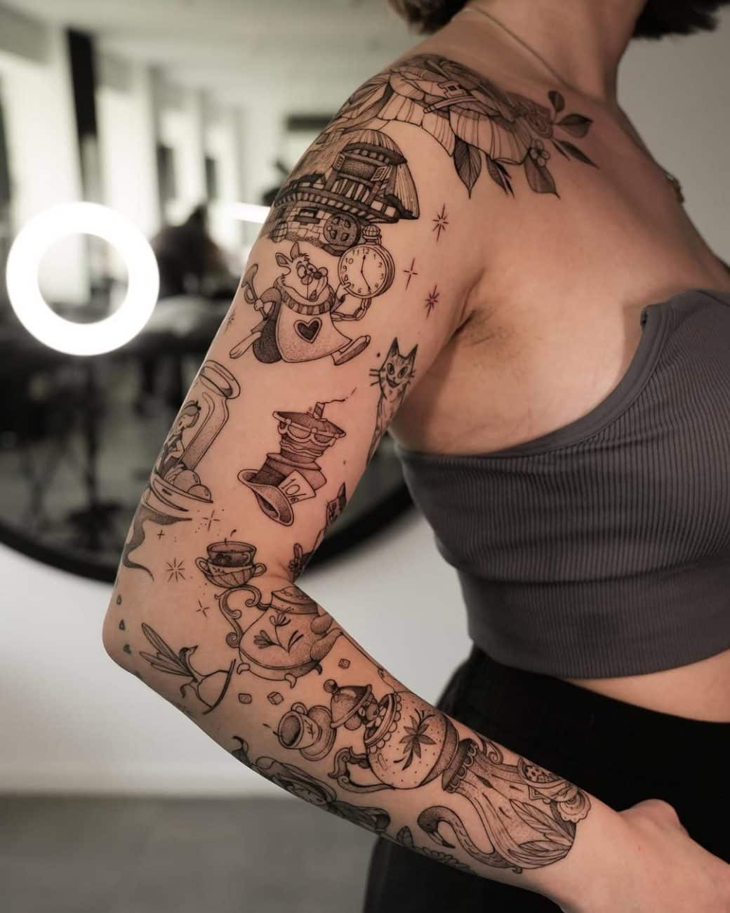 patchwork tattoo alice in wonderlands maria fernandez
