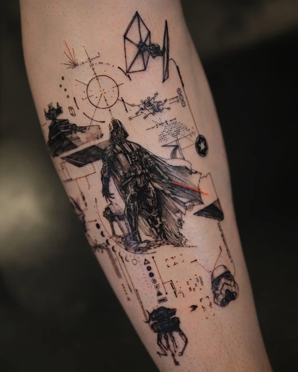 star wars patchwork darth vader tattoo kimi