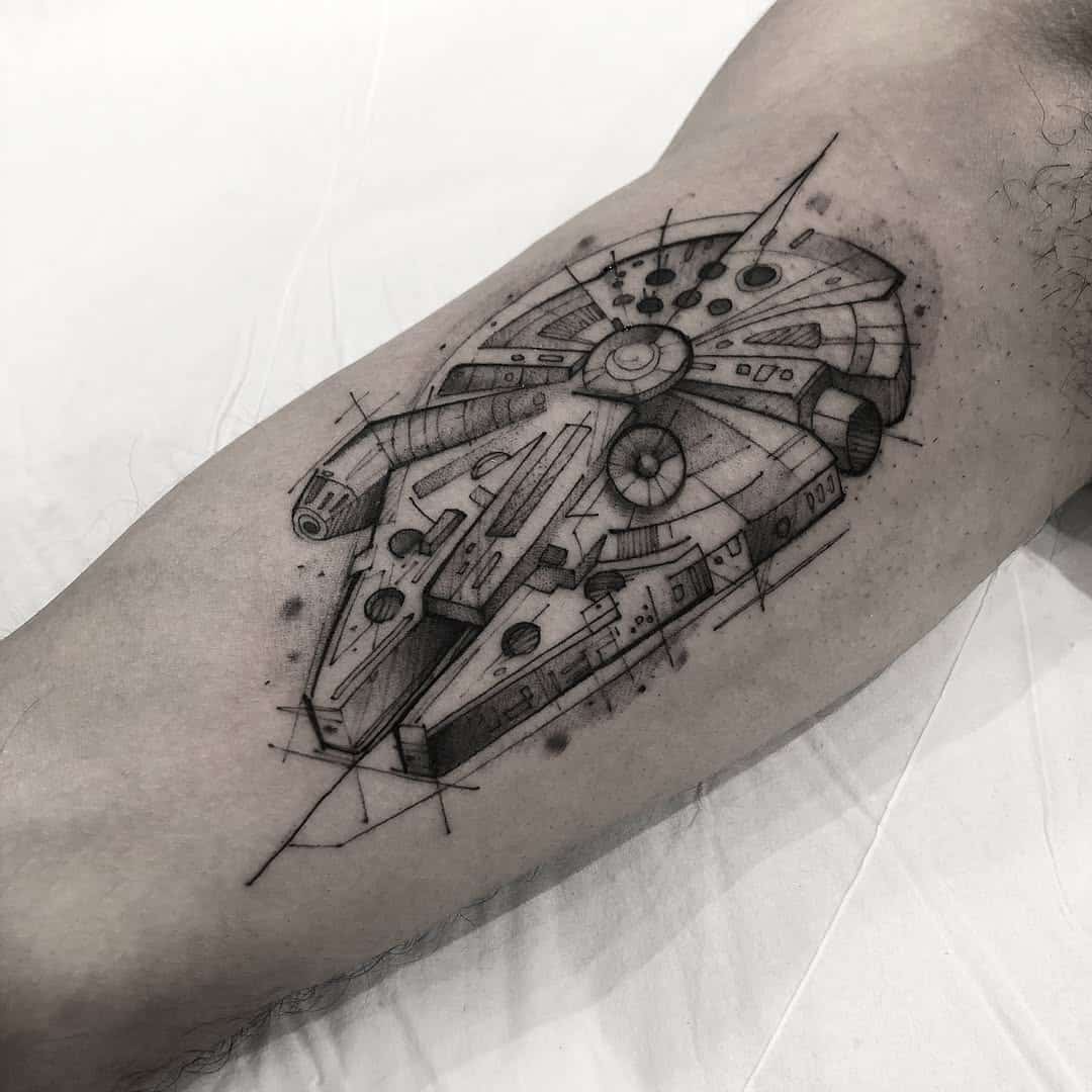 star wars tattoo millennium falcon lucas martinelli