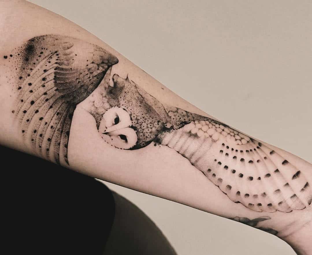 barn owl illustration tattoo zee