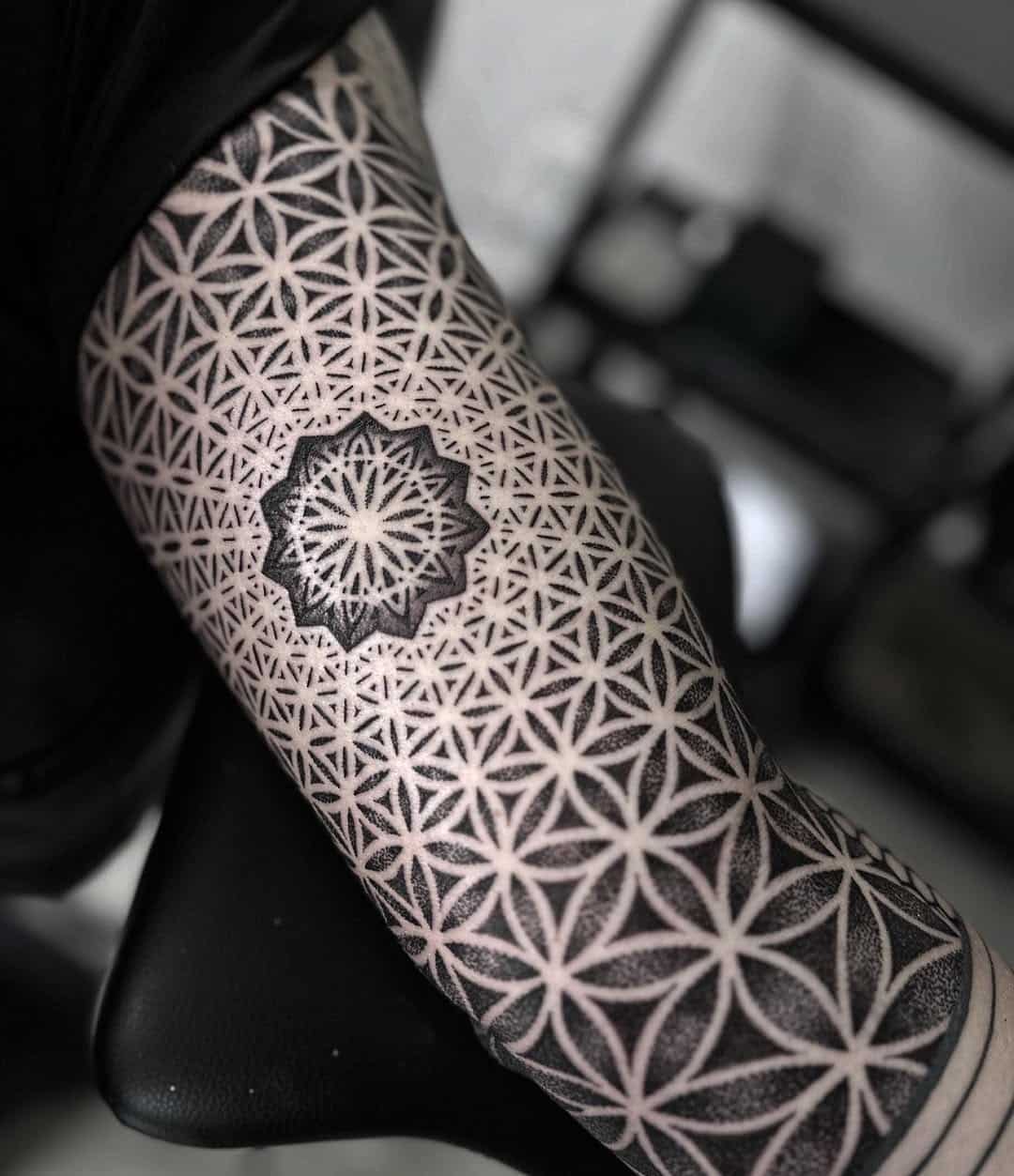 geometric tattoo flower of life arm pattern dana shasho
