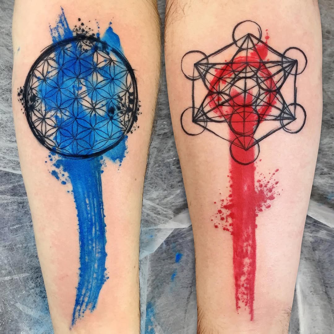 geometric tattoo flower of life metatron cube chris santos