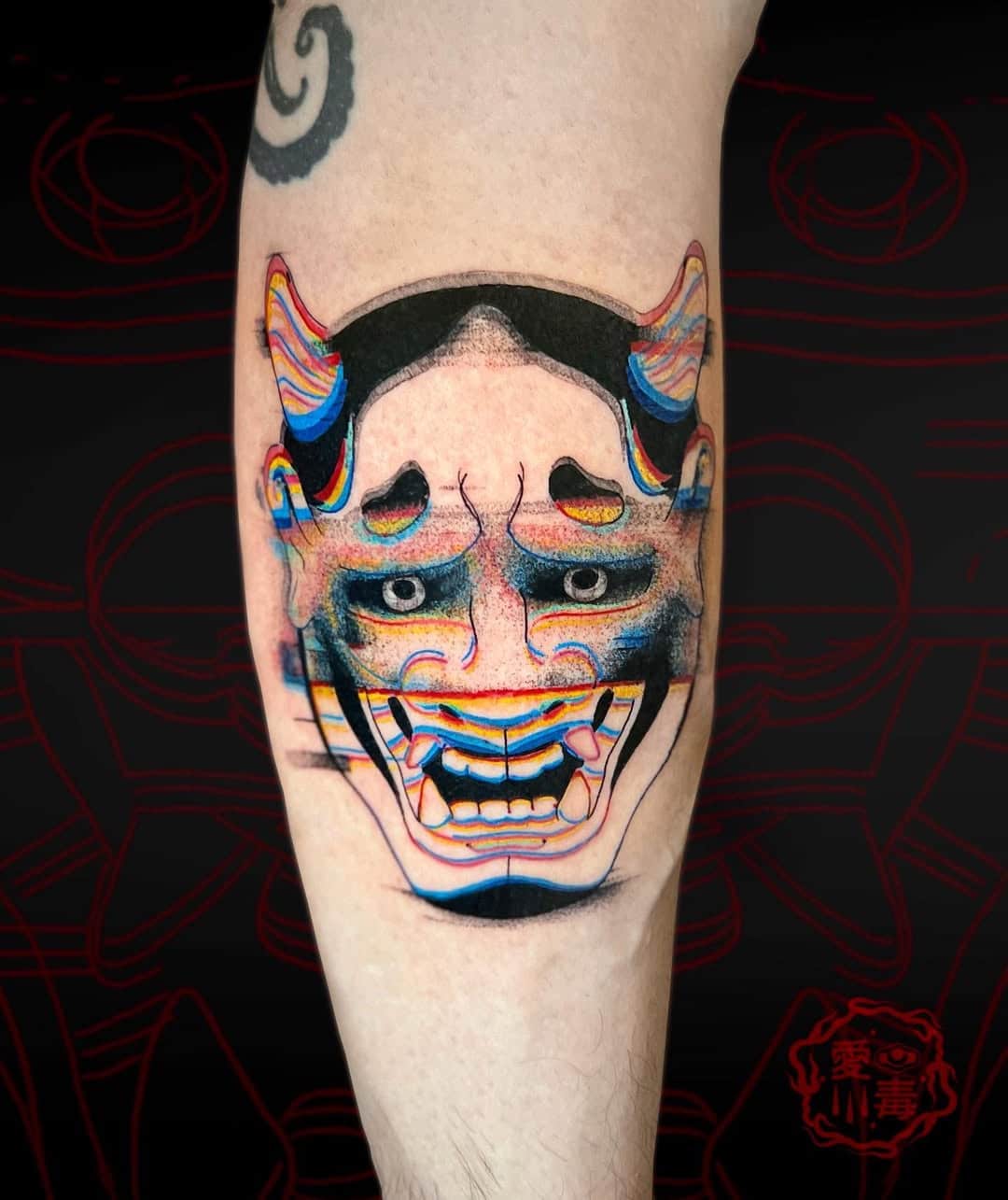 hannya-glitch-mask-tattoo-adams-ramen
