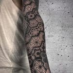 hexagon complete arm sleeve geometric tattoos poonos ink
