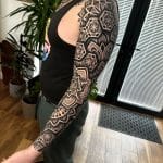 hexagon dotwork arm sleeve dom joel