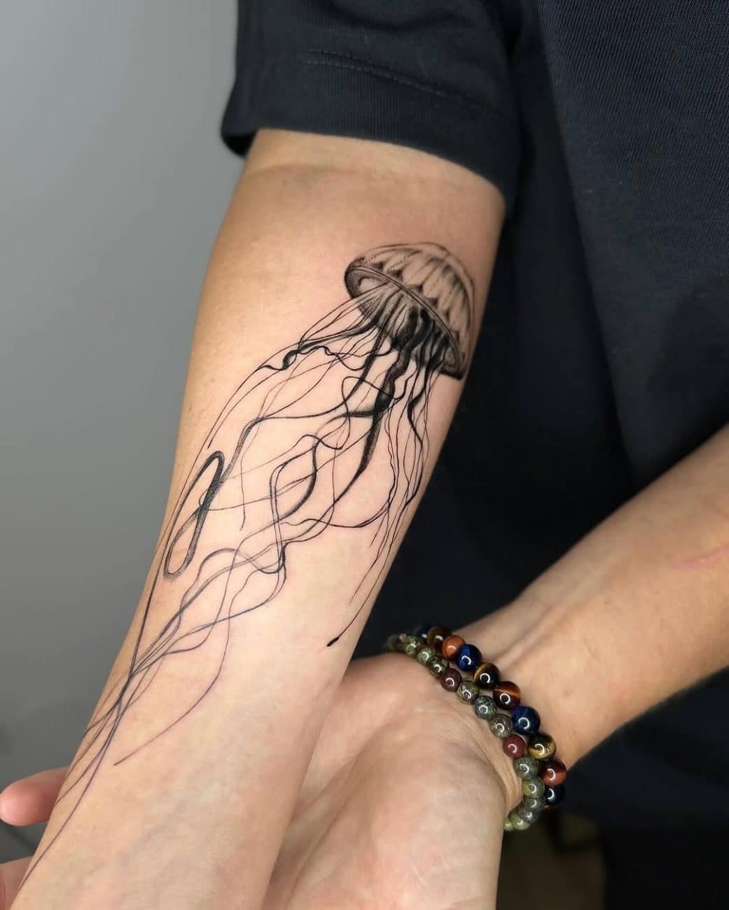 jellyfish illustration forearm tattoo olesya