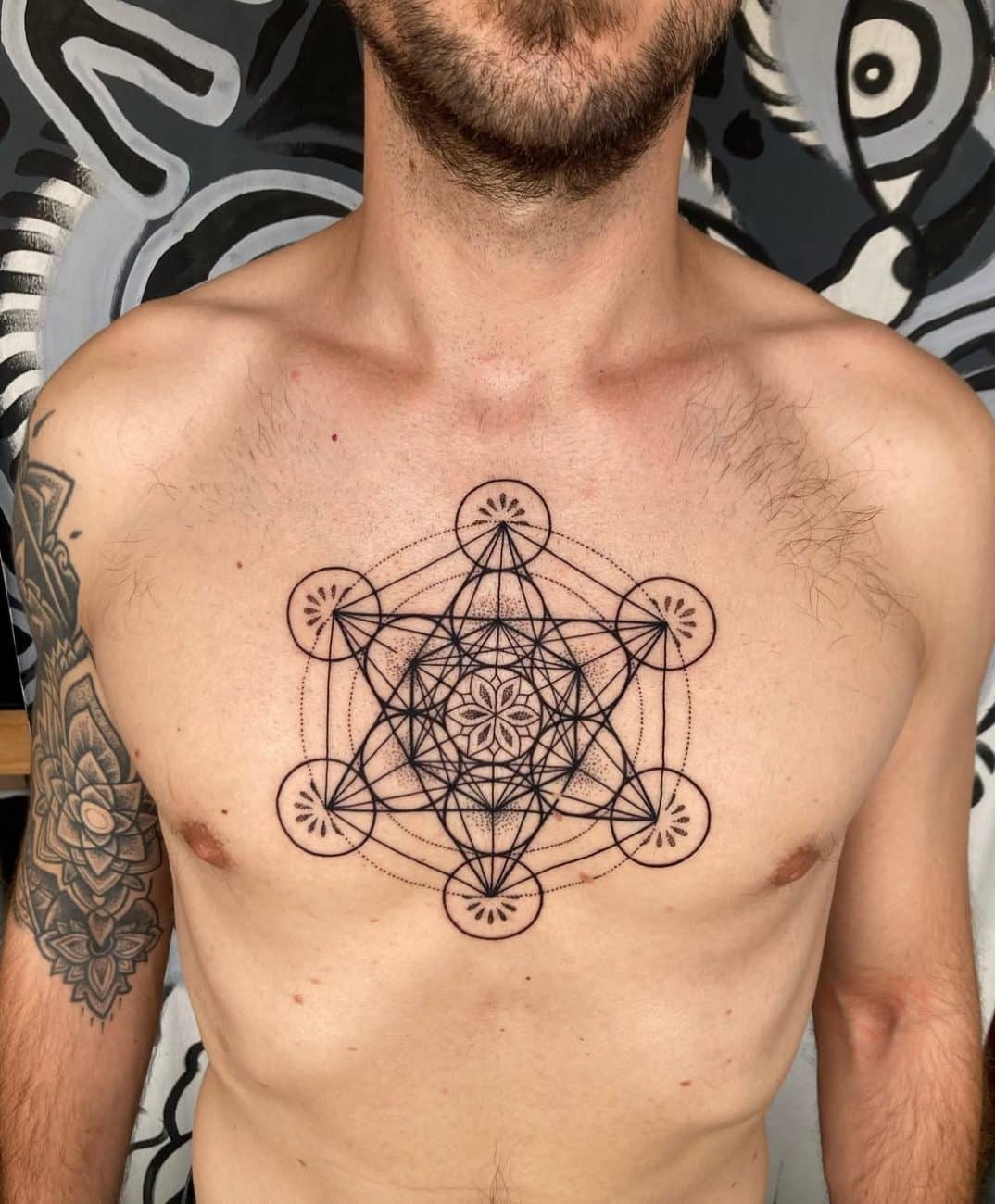 metatron cube geometri tattoos manus erana