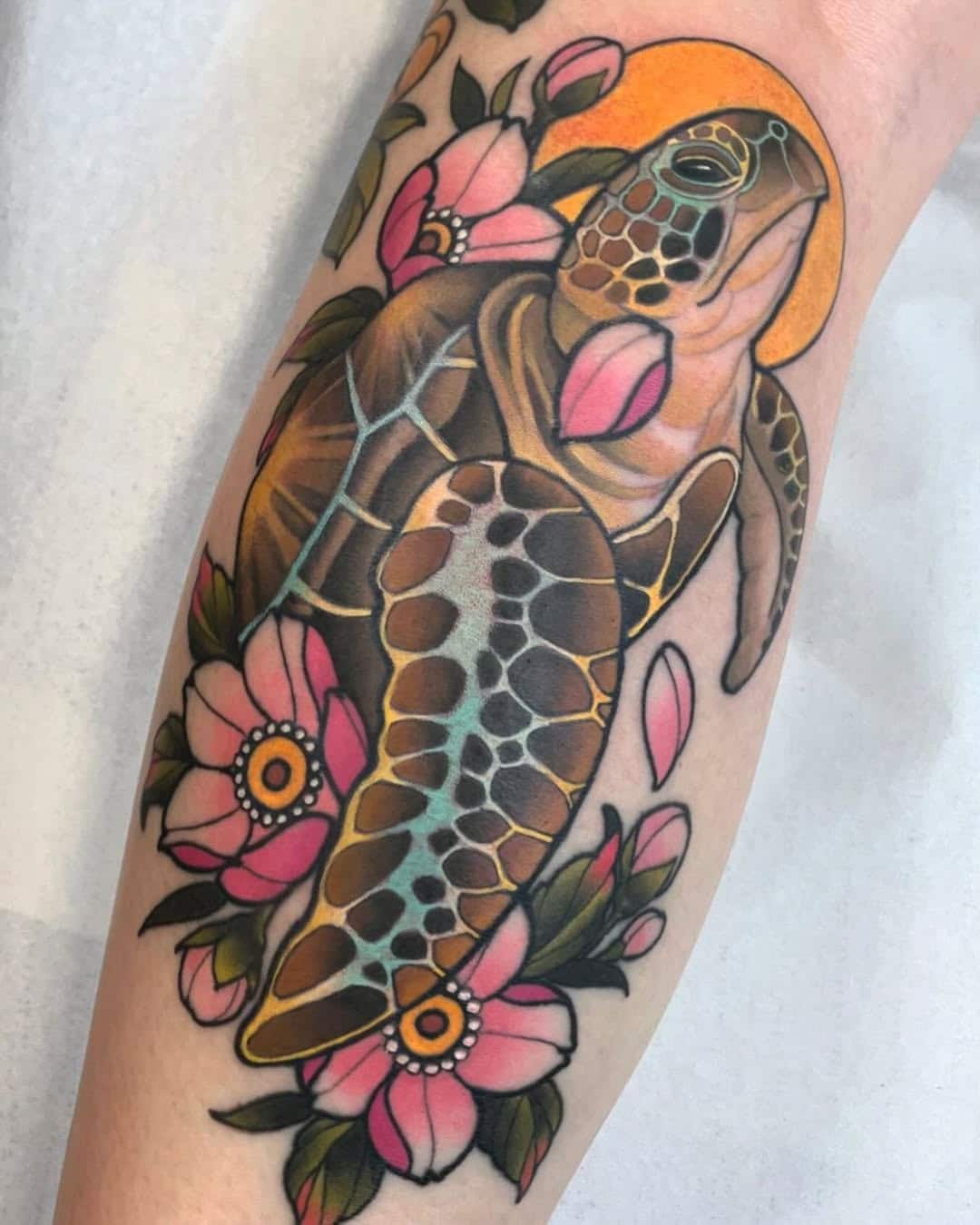 neo traditional turtle tattoo luna mila tattoo