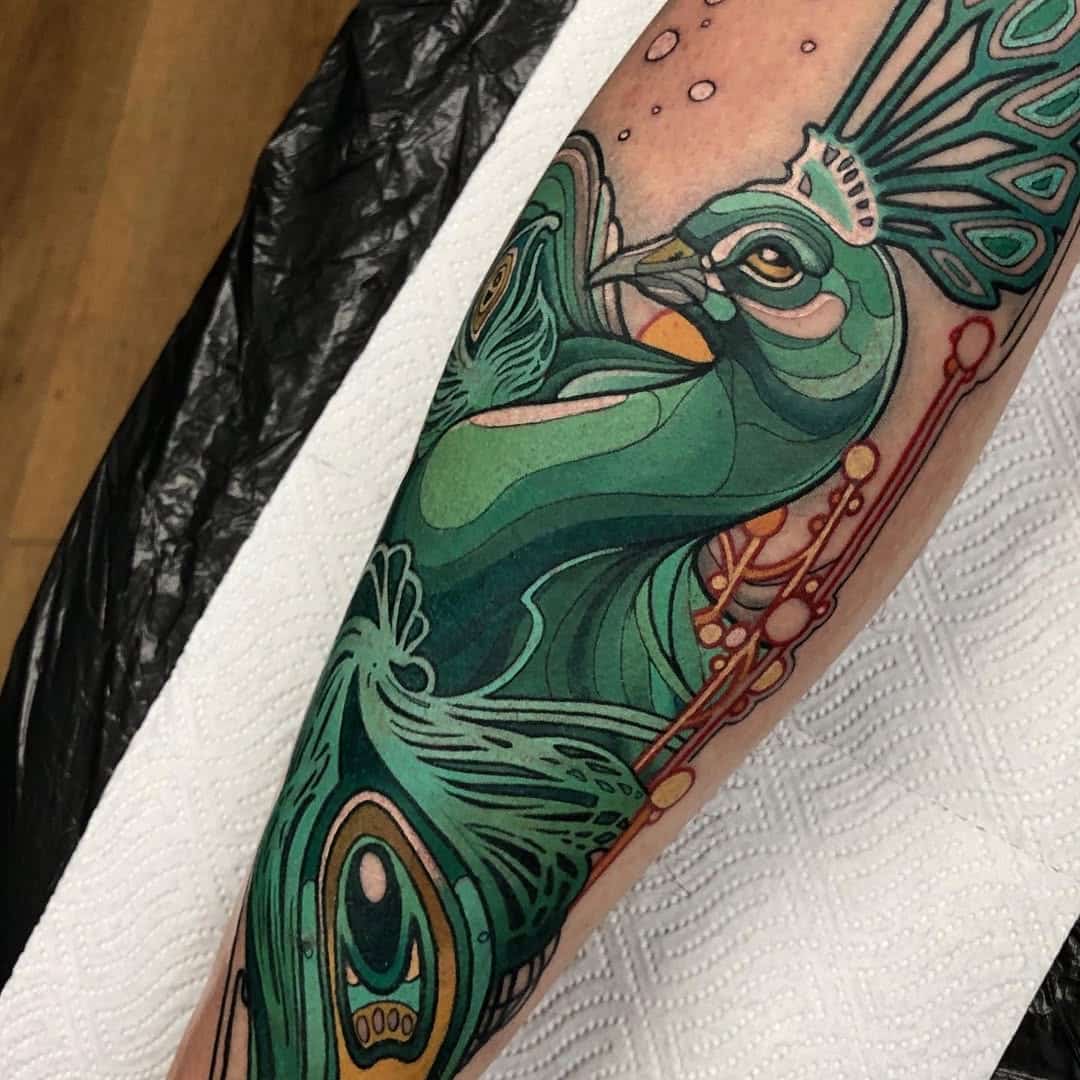 peacock bird tattoo ondrej prchal illustration tattoo