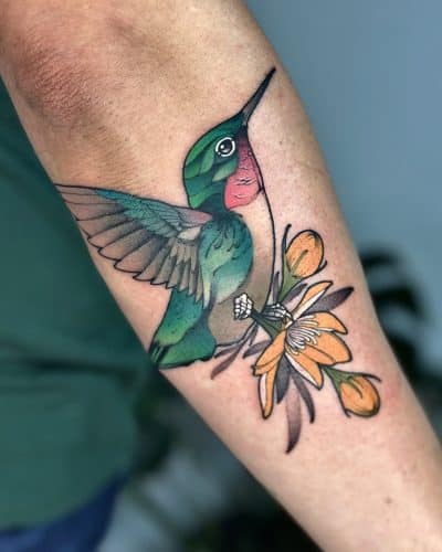 neo traditional green hummingbird tattoo isaac ink